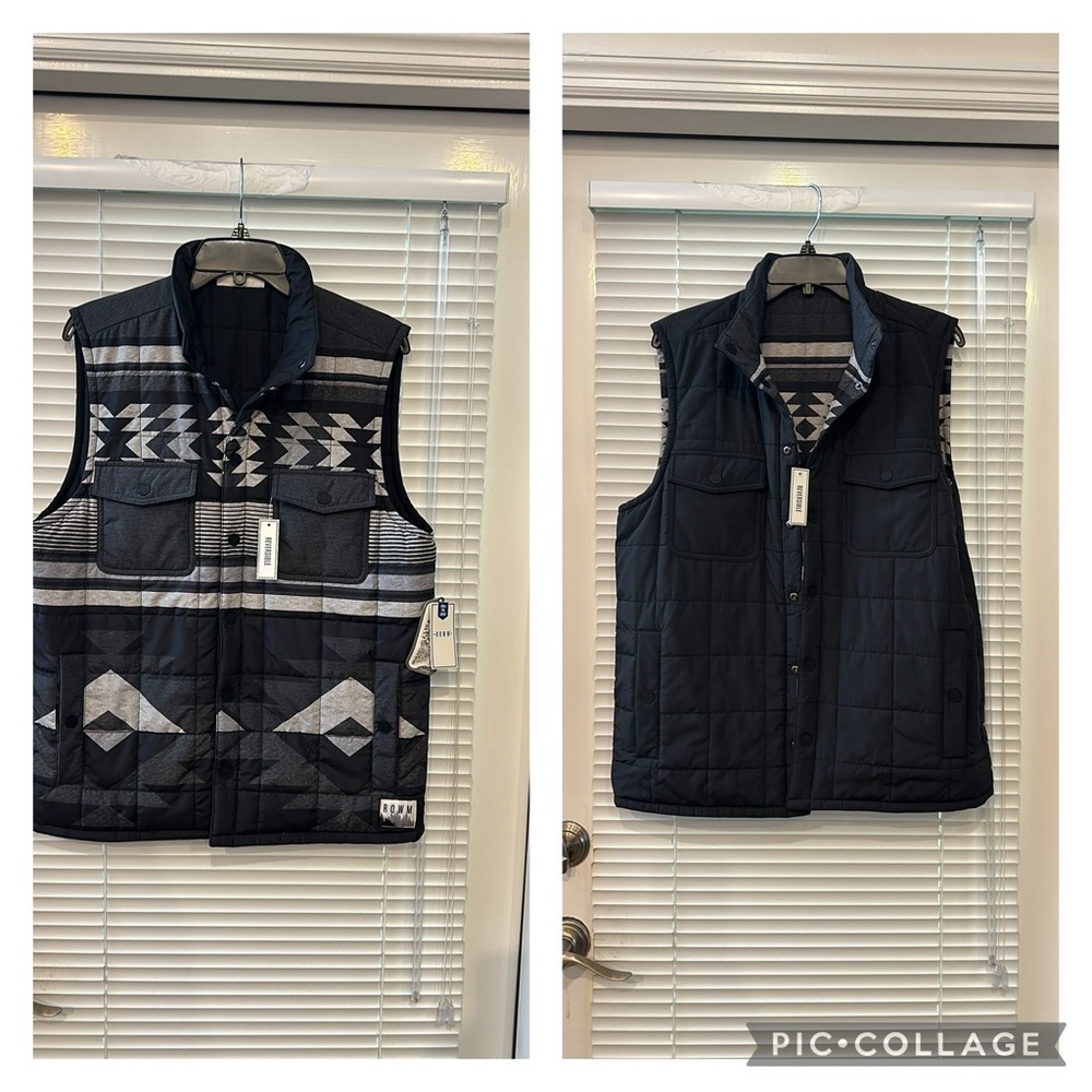 Rowm Reversible Logo Snap Close Lightweight Vest - Medium
